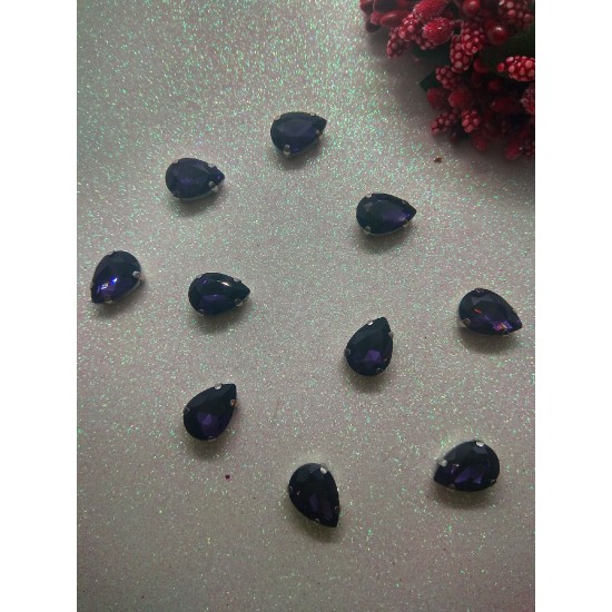 Стразы в цапах "Капля" цв. фиолетовый, цена за 1 шт